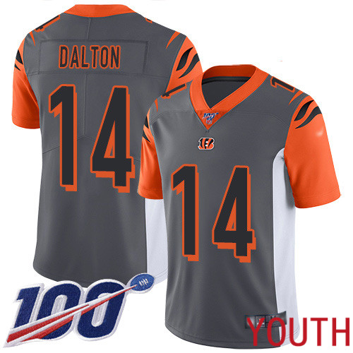Cincinnati Bengals Limited Silver Youth Andy Dalton Jersey NFL Footballl #14 100th Season Inverted Legend
